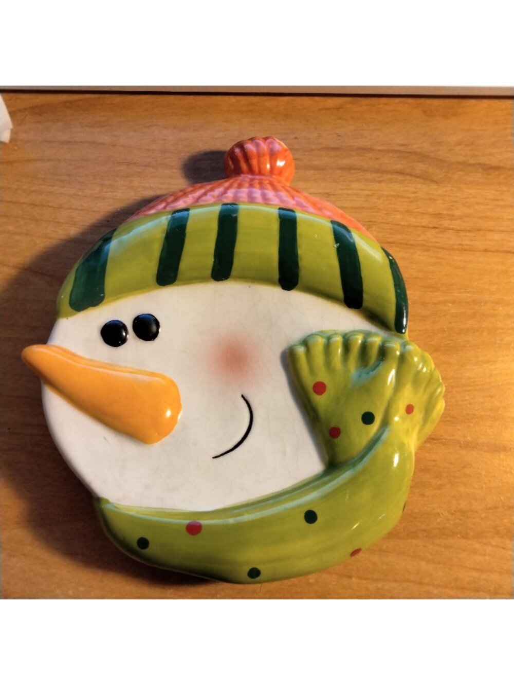 Vintage snowman Plate Candy Dish Frosty Grannycore Ceramic